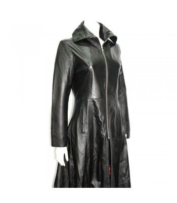 Women Gothic Coat Leather Trench Coat Full Length Long Overcoat